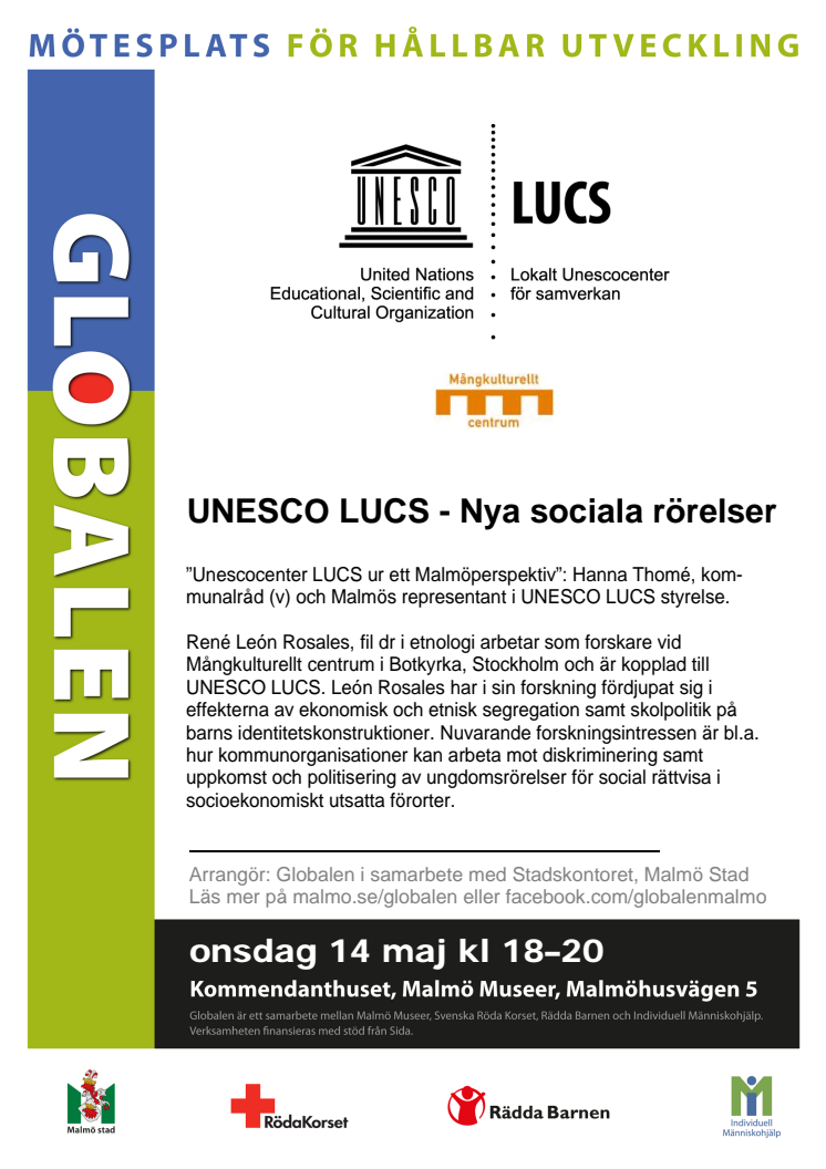Onsdagkväll på Globalen: UNESCO LUCS - Nya sociala rörelser