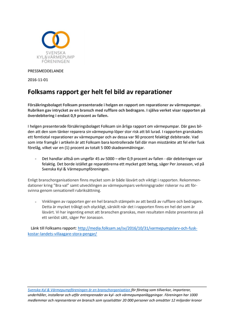 Folksams rapport ger helt fel bild av reparationer 