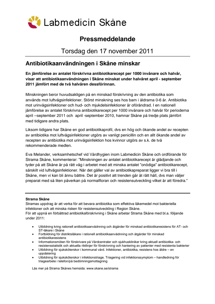 Antibiotikaanvändningen i Skåne minskar