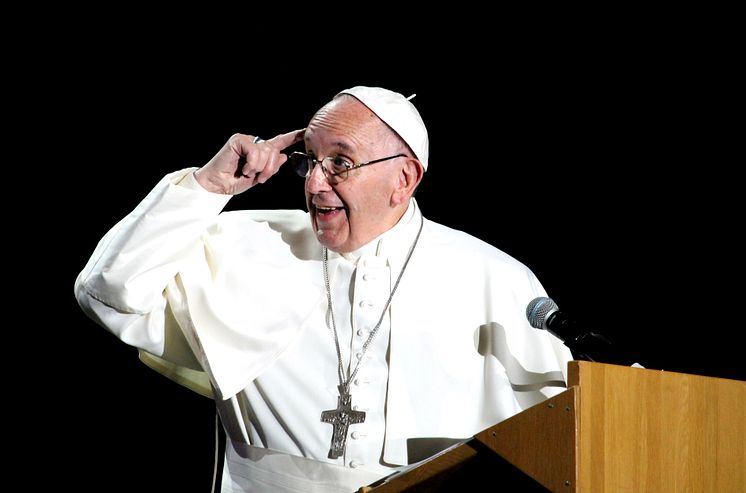 Påve Franciskus talar på Malmö arena