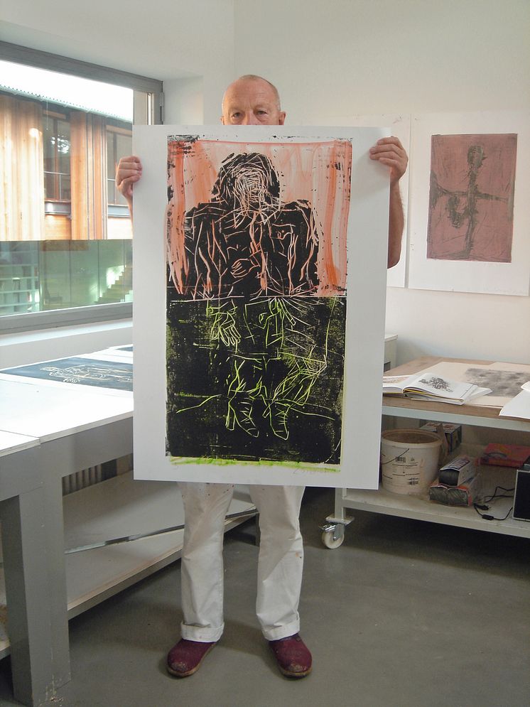 Georg Baselitz in his printing studio, 2007. Photo: Elke Baselitz.