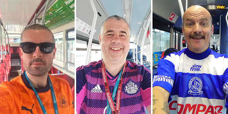 Go North East team members donning football shirts this weekend to mark the end of the season as they approach £10,000 raised for charity and other worthy causes