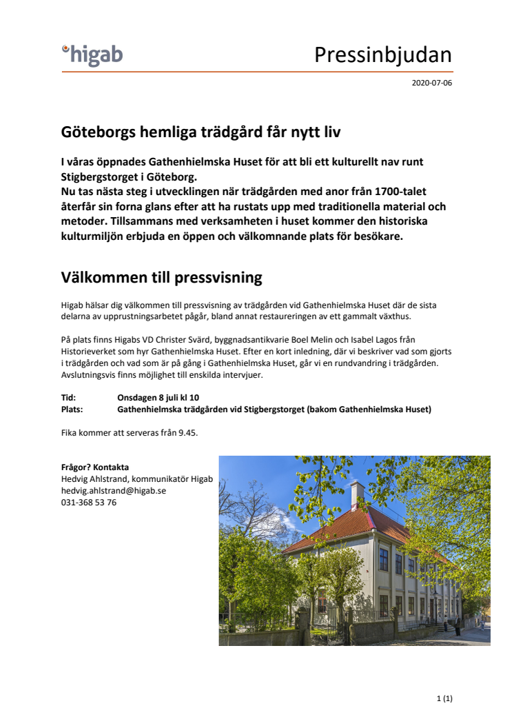 Pressinbjudan: Göteborgs hemliga trädgård får nytt liv