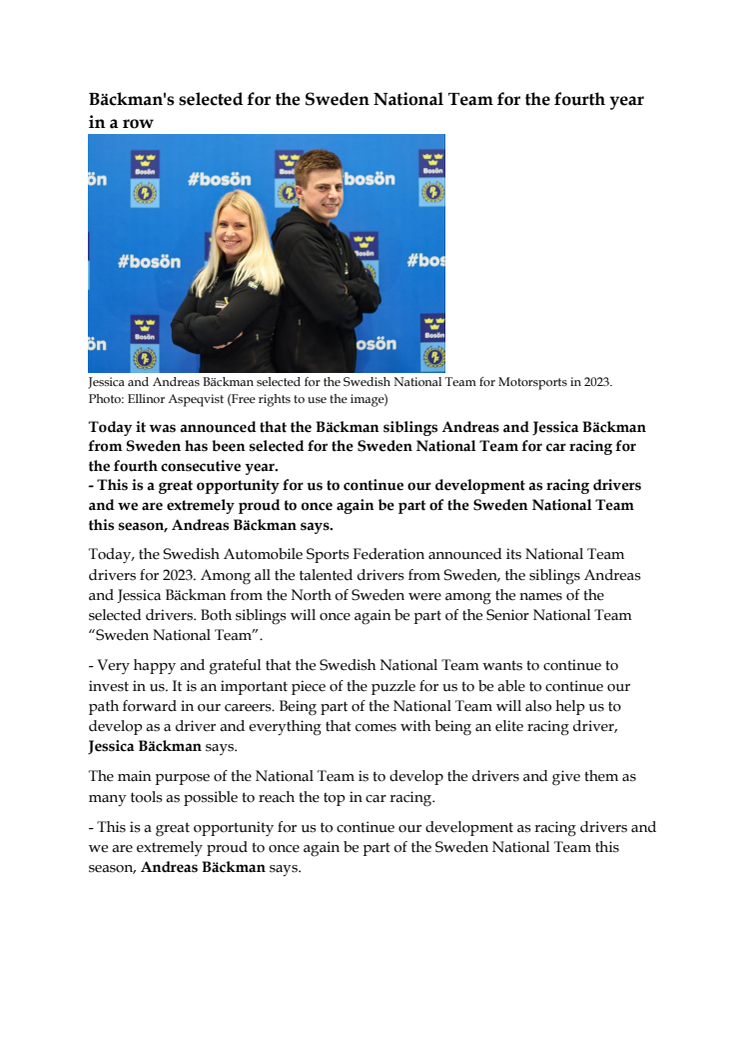230324 ENG Pressrelease, Sweden National Team Announcement.pdf
