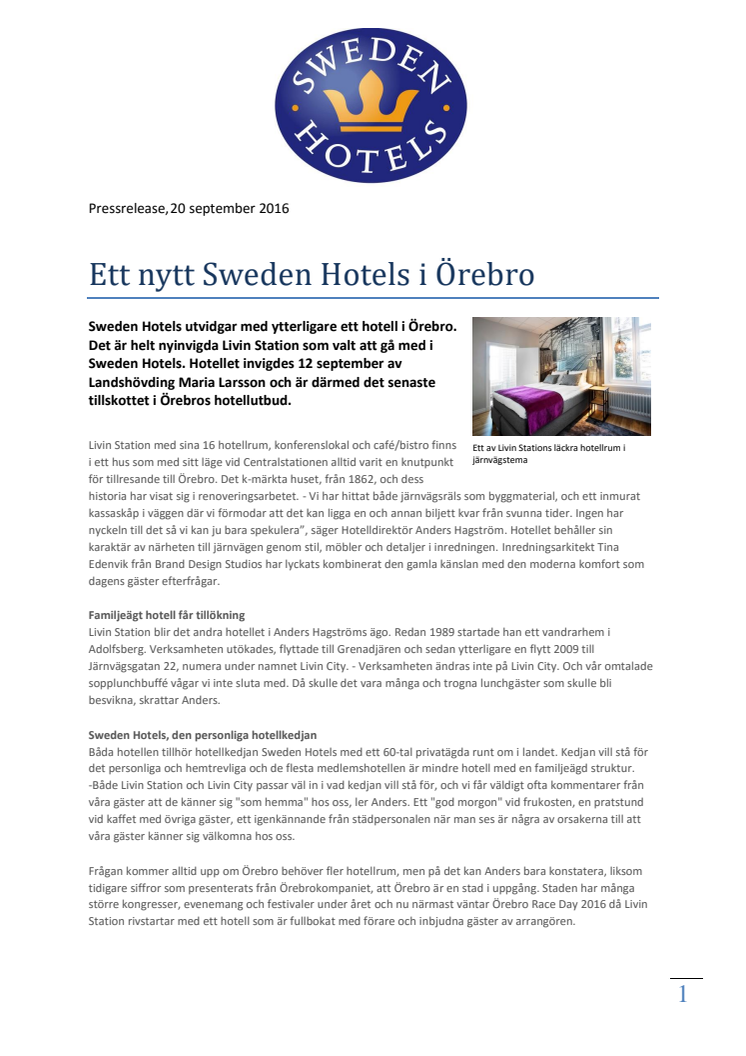 Ett nytt Sweden Hotels i Örebro