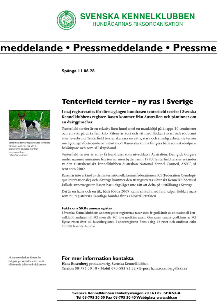 Tenterfield terrier – ny hundras i Sverige