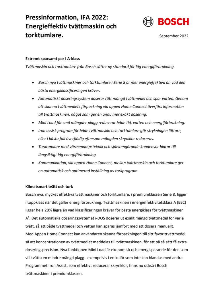 Bosch pressrelease - IFA 2022 - Energifokuserade tvättmaskin och torktumlare.pdf