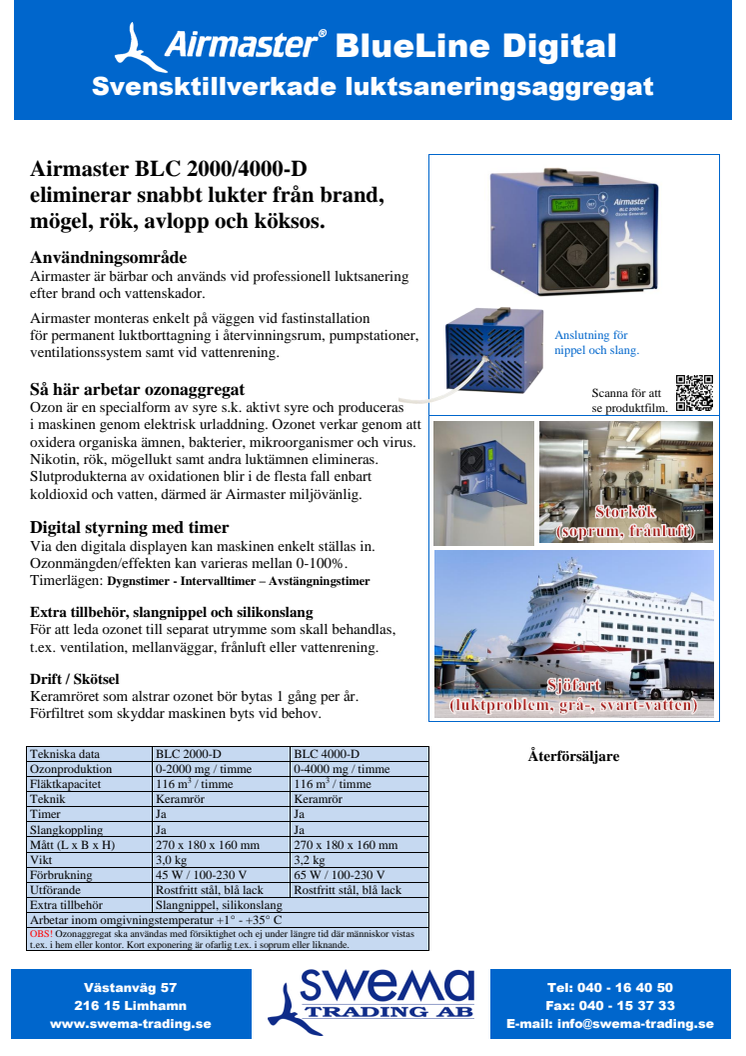 Airmaster BLC 2000-D produktblad
