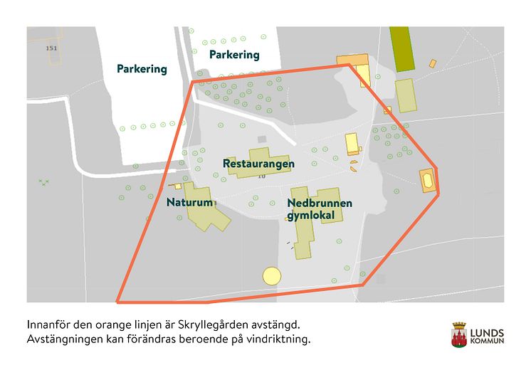 Karta över avspärrningsområde 25/6-2/7 2024.