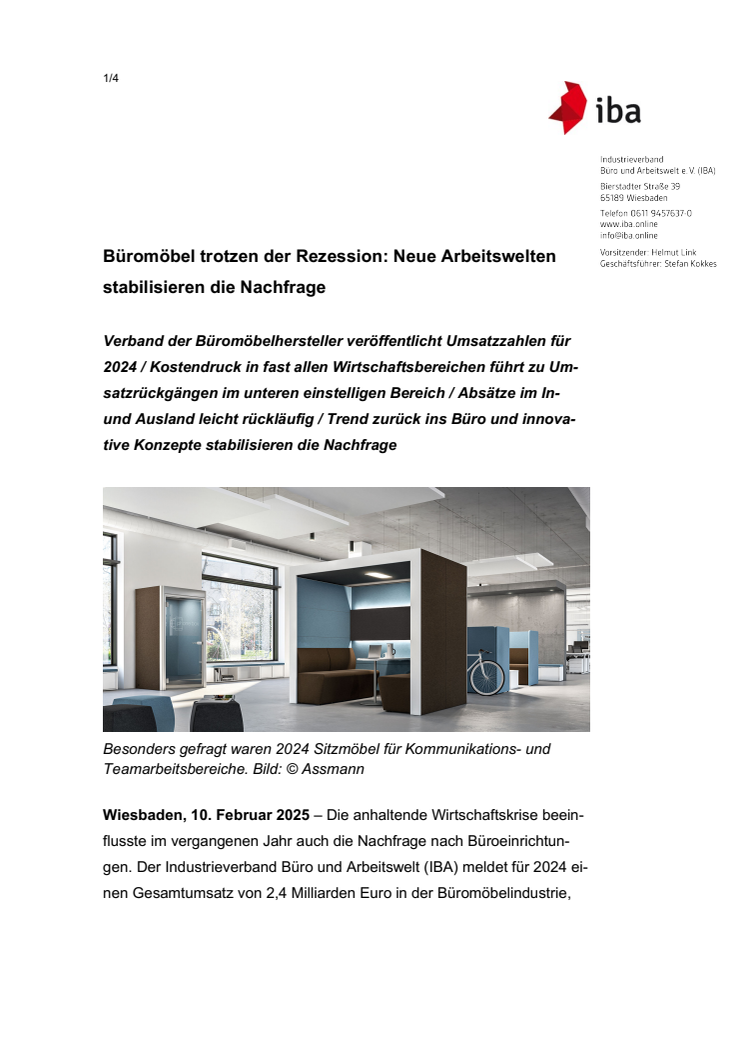 Büromöbel trotzen der Rezession: Neue Arbeitswelten stabilisieren die Nachfrage