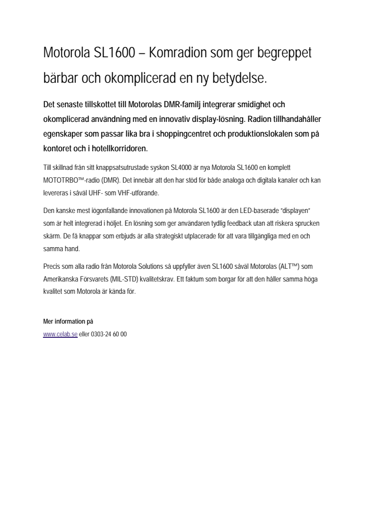 Motorola SL1600 - komradion som ger begreppet bärbar och okomplicerad en ny betydelse