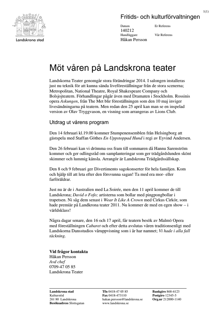 Möt våren på Landskrona teater