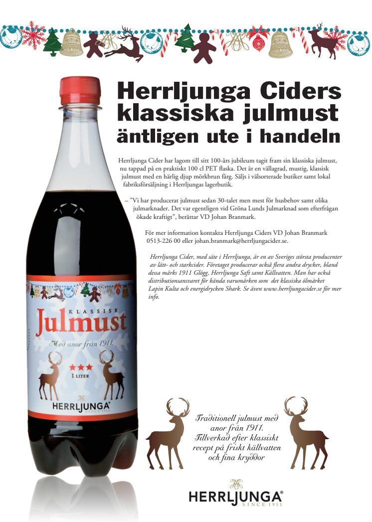 Herrljunga Cider lanserar sin klassiska julmust