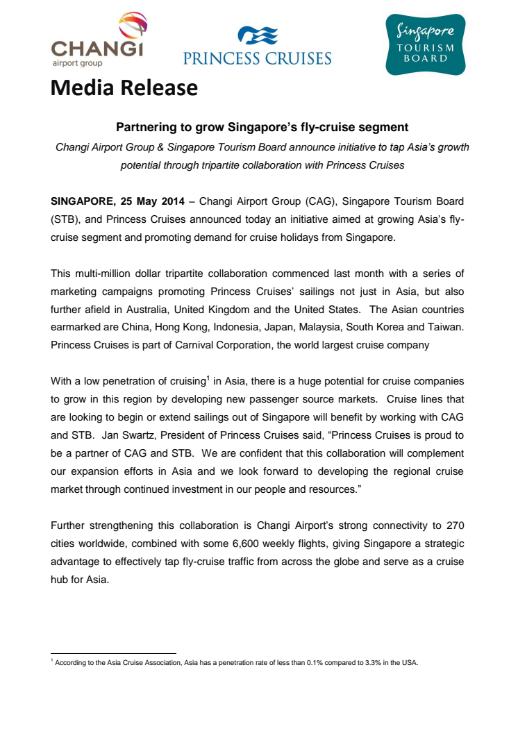 Partnering to grow Singapore’s fly-cruise segment