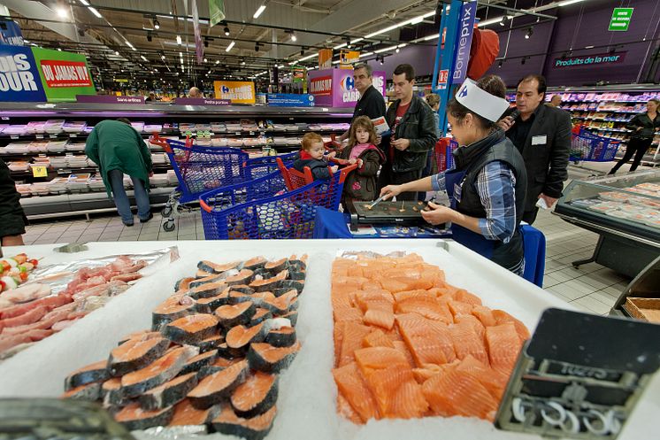 Seafood counter in France