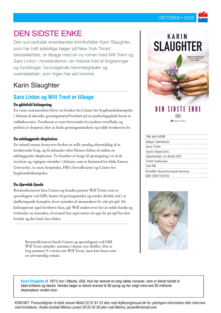 Nyhed på vej fra HarperCollins: DEN SIDSTE ENKE af Karin Slaughter