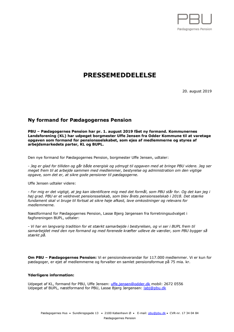 Ny formand for Pædagogernes Pension 