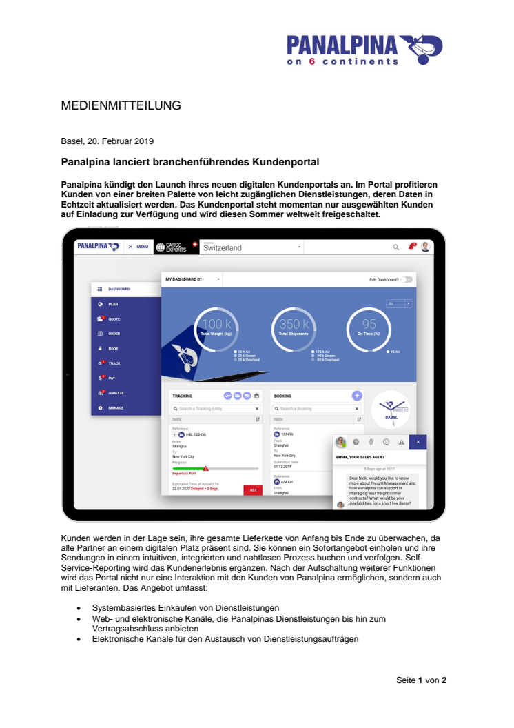 Panalpina lanciert branchenführendes Kundenportal