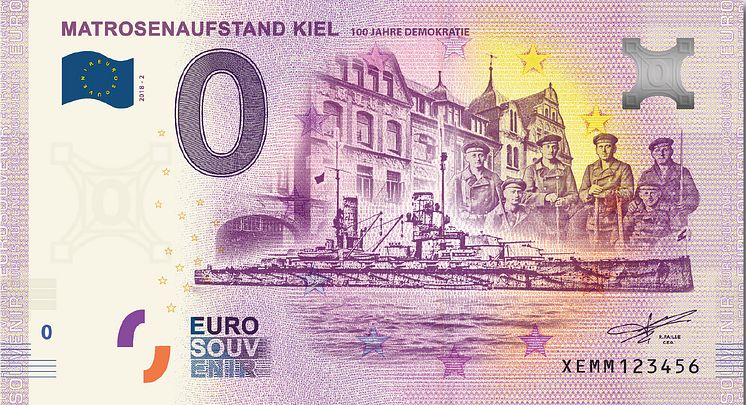 Der neue Kieler 0€-Schein zu 100 Jahre Demokratie - Kieler Matrosenaufstand von 1918