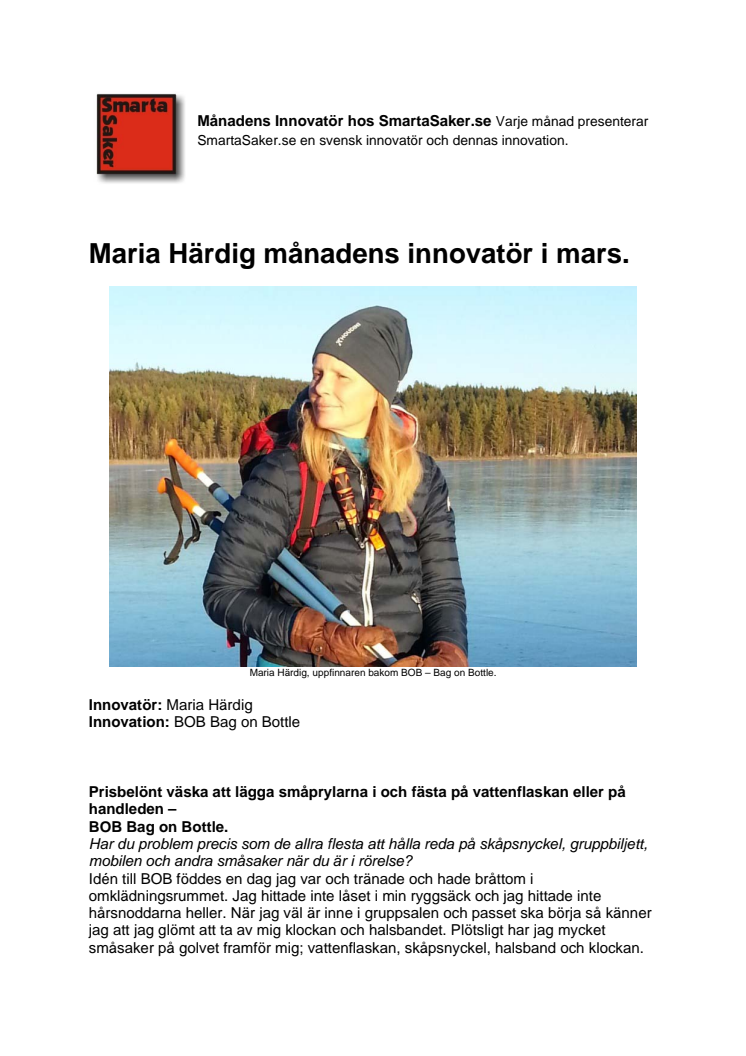 Maria Härdig månadens innovatör i mars.