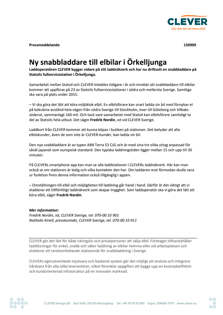 Ny snabbladdare till elbilar i Örkelljunga