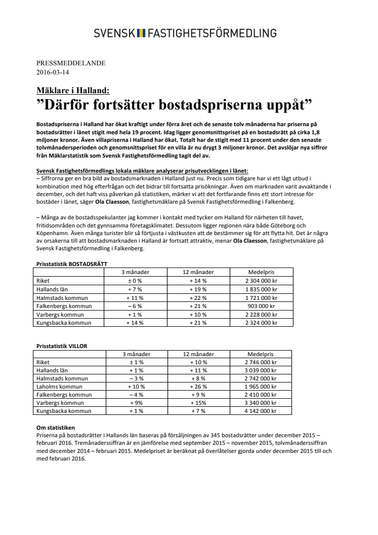 Mäklare i Halland:  ”Därför fortsätter bostadspriserna uppåt” 