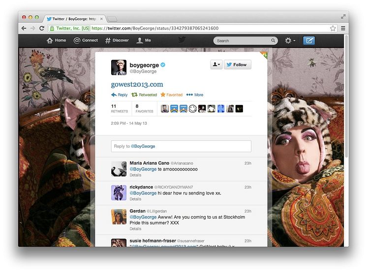 Boy George twittrar om #GOWEST