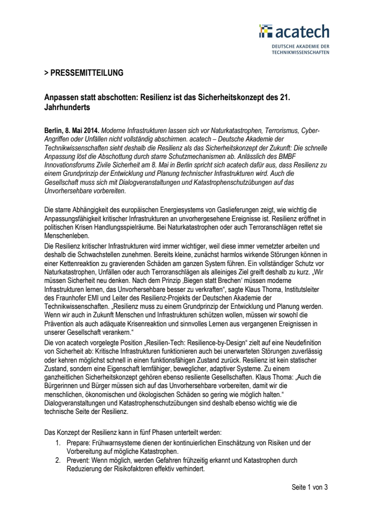 Anpassen statt abschotten: Resilienz ist das Sicherheitskonzept des 21. Jahrhunderts