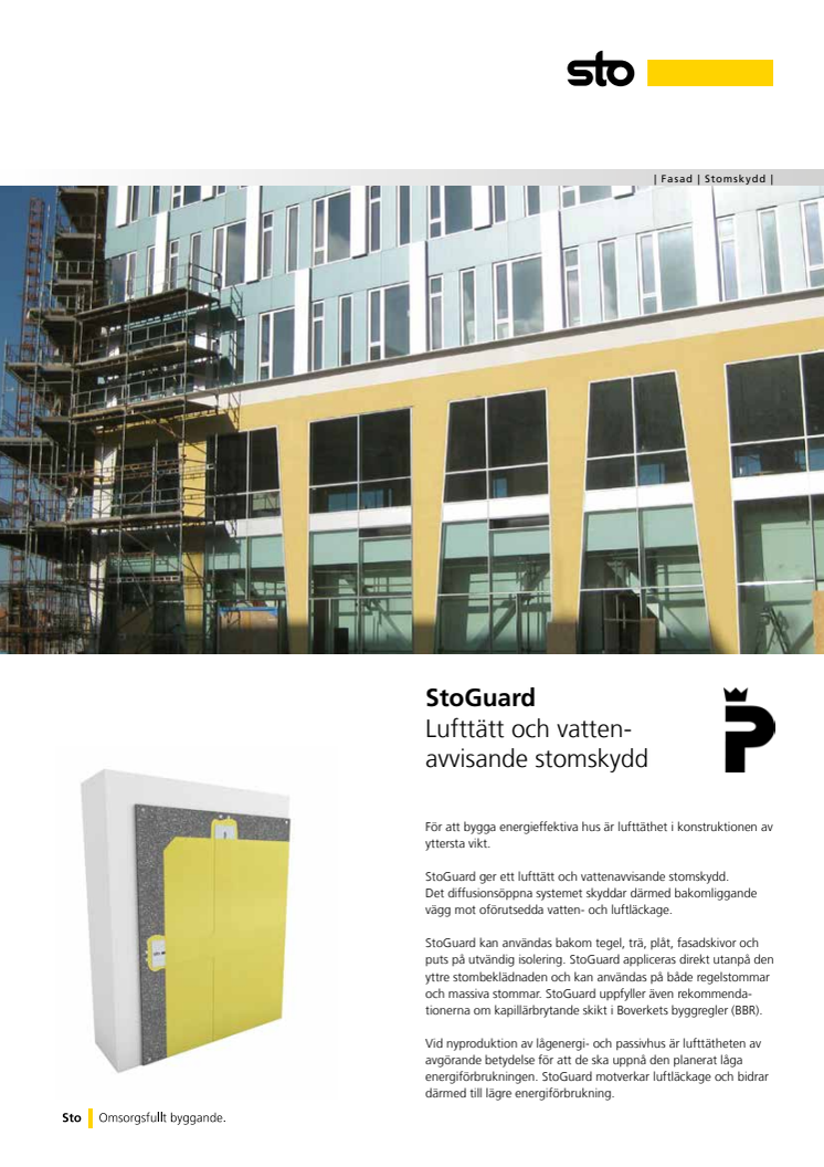 Produktblad StoGuard - Lufttätt och vattenavvisande stomskydd
