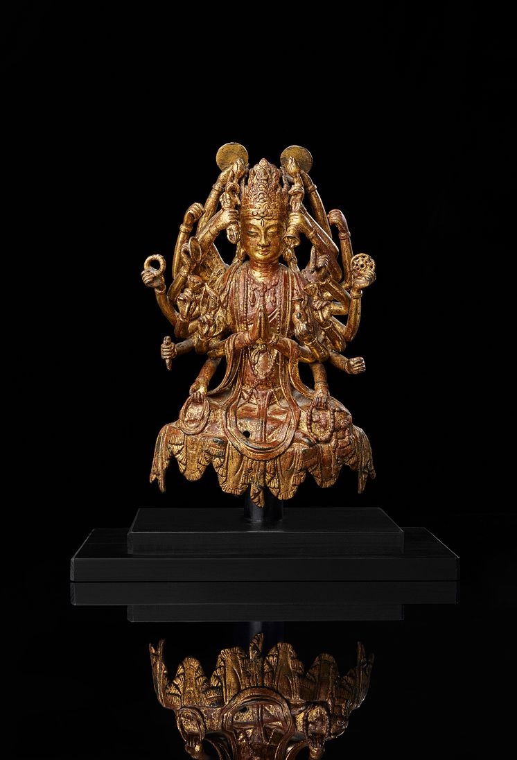 Rare gilded bronze figure of Avalokiteshvara