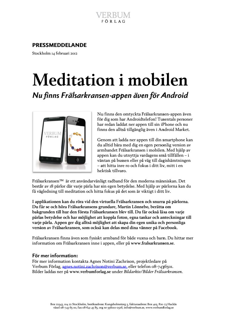 Frälsarkransen i mobilen - nu även för Android!