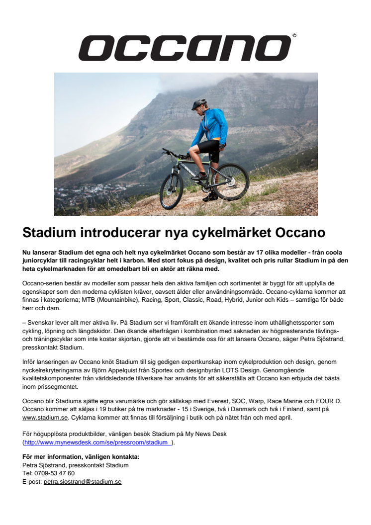 Stadium introducerar nya cykelmärket Occano