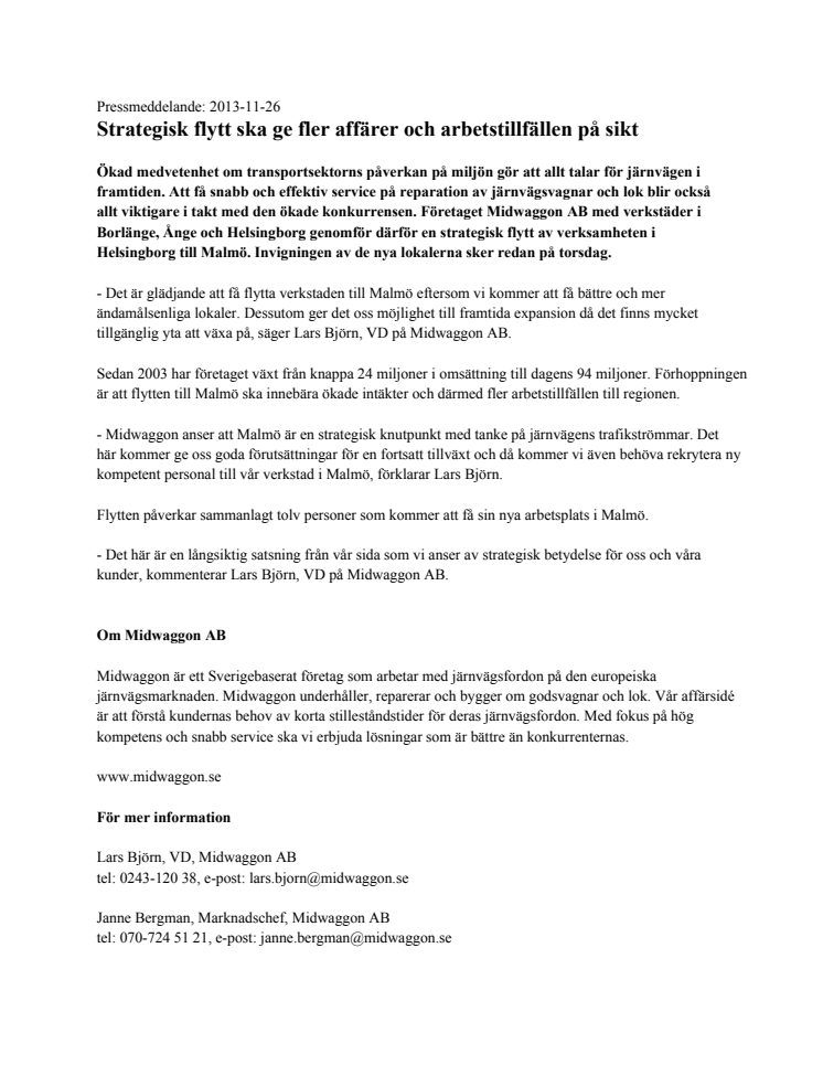 Strategisk flytt ska ge fler affärer och arbetstillfällen på sikt