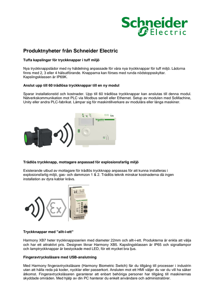 Produktnyheter från Schneider Electric