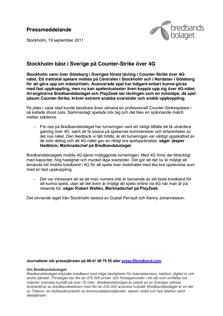 Stockholm bäst i Sverige på Counter-Strike över 4G