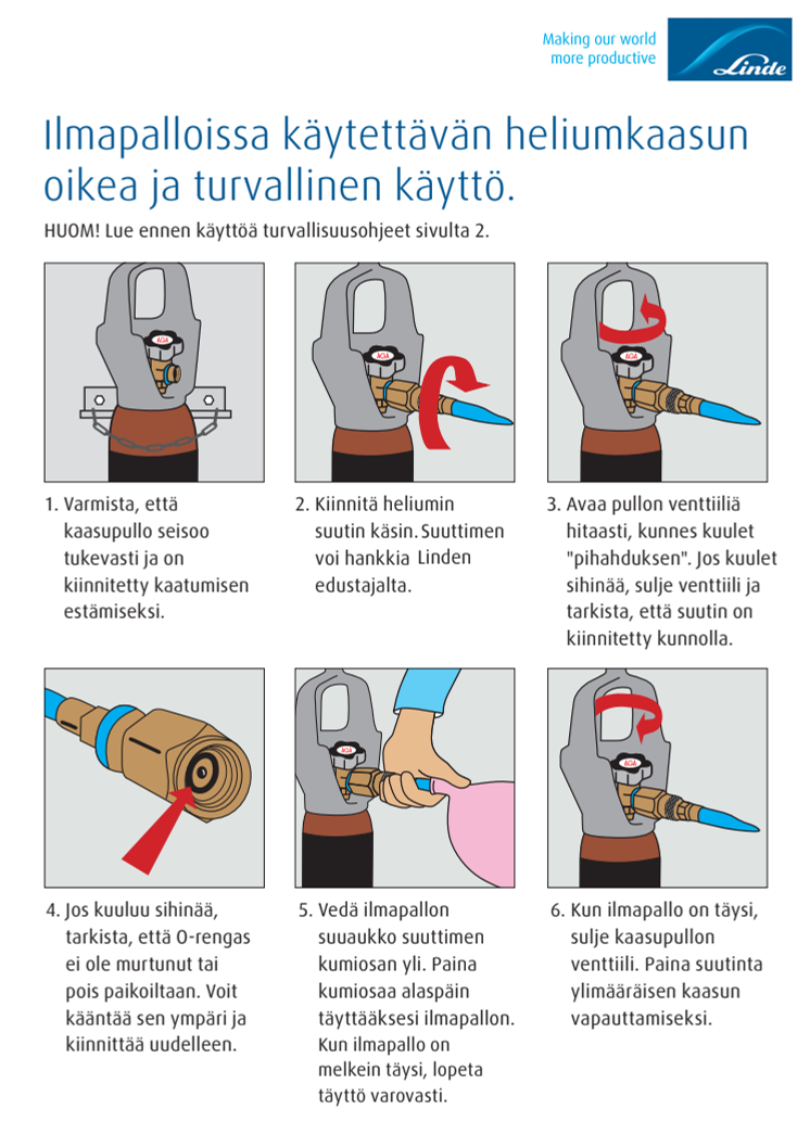 Ilmapalloissa käytettävän heliumin käyttö- ja turvallisuusvinkit