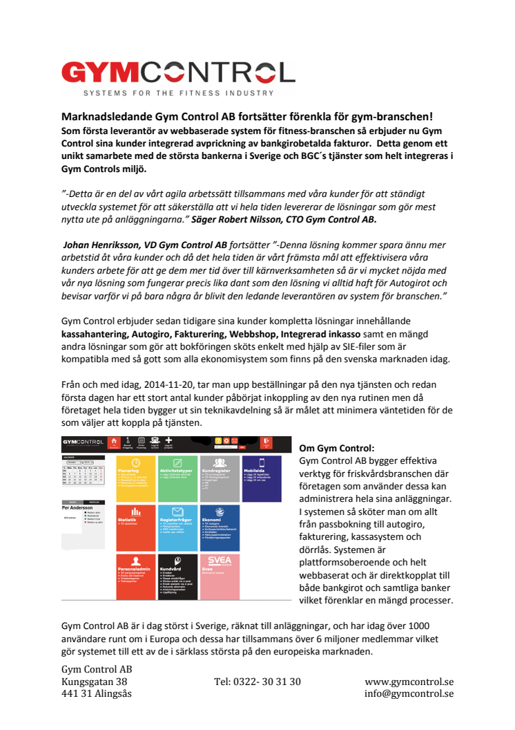 Gym Control AB fortsätter förenkla för gymbranschen!