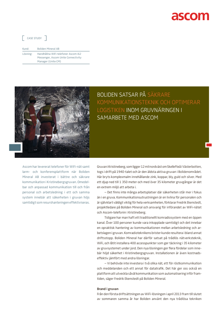 Case study - Boliden Mineral AB