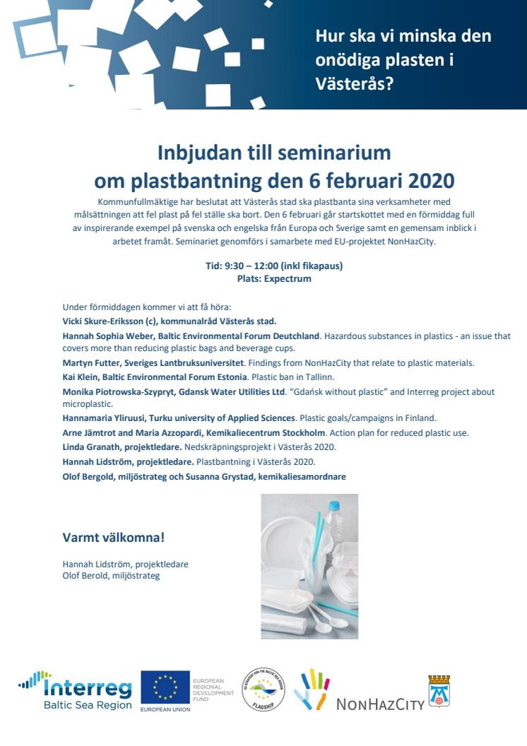 Inbjudan seminarium om plastbantning 6/2 2020