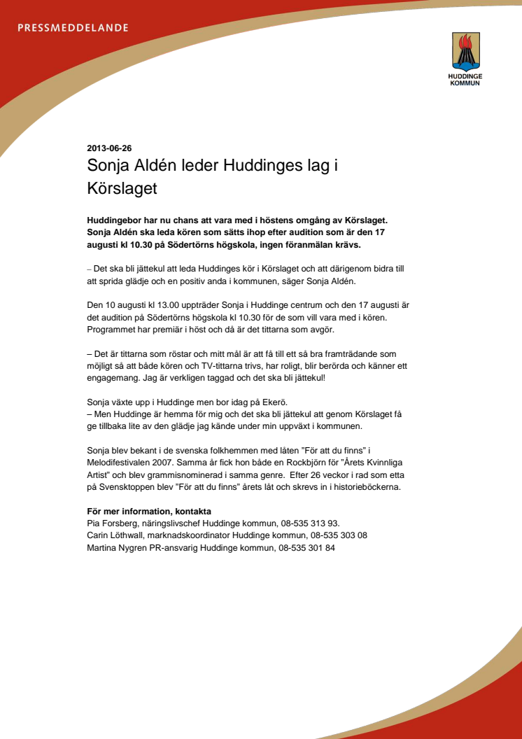 Sonja Aldén leder Huddinges lag i Körslaget