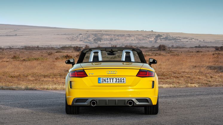 Audi TT Roadster S-line (vegasgul) statisk bagfra uden kaleche