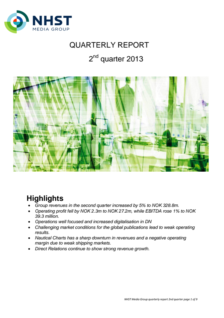 QUARTERLY REPORT 2nd quarter 2013