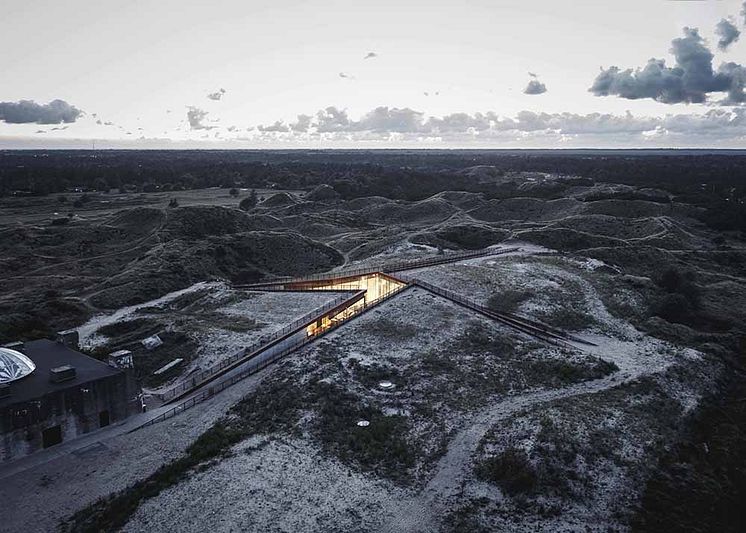 	 Tirpitzmuseet på Danmarks västkust, ritat av Bjarke Ingels Group, BIG, är ett av 134 projekt som kan vinna Nordic Architecture Fair Award