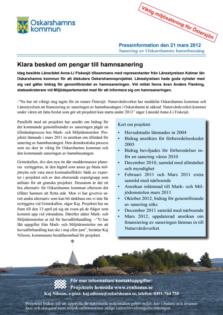 Klara besked om pengar till hamnsanering