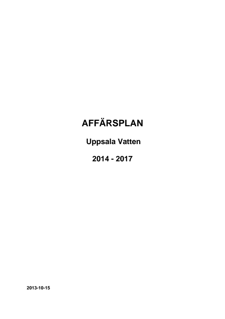 Uppsala Vattens affärsplan 2014–2017