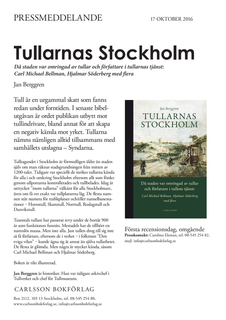 Tullarnas Stockholm. Ny bok! 