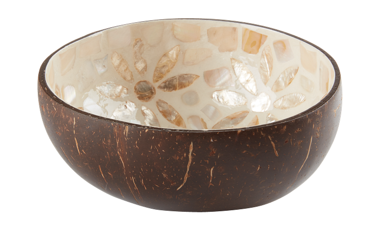 BLEKET (DKK 60,-) Dekorationsskål malet kokosnød.png