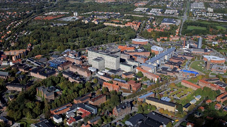 Flygfoto över Skånes Universitetssjukhus, Lund