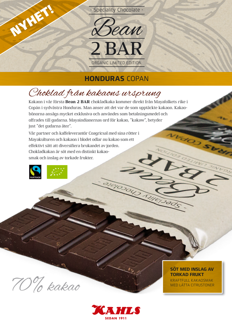 Premiär för Kahls första Bean 2 BAR chokladkaka