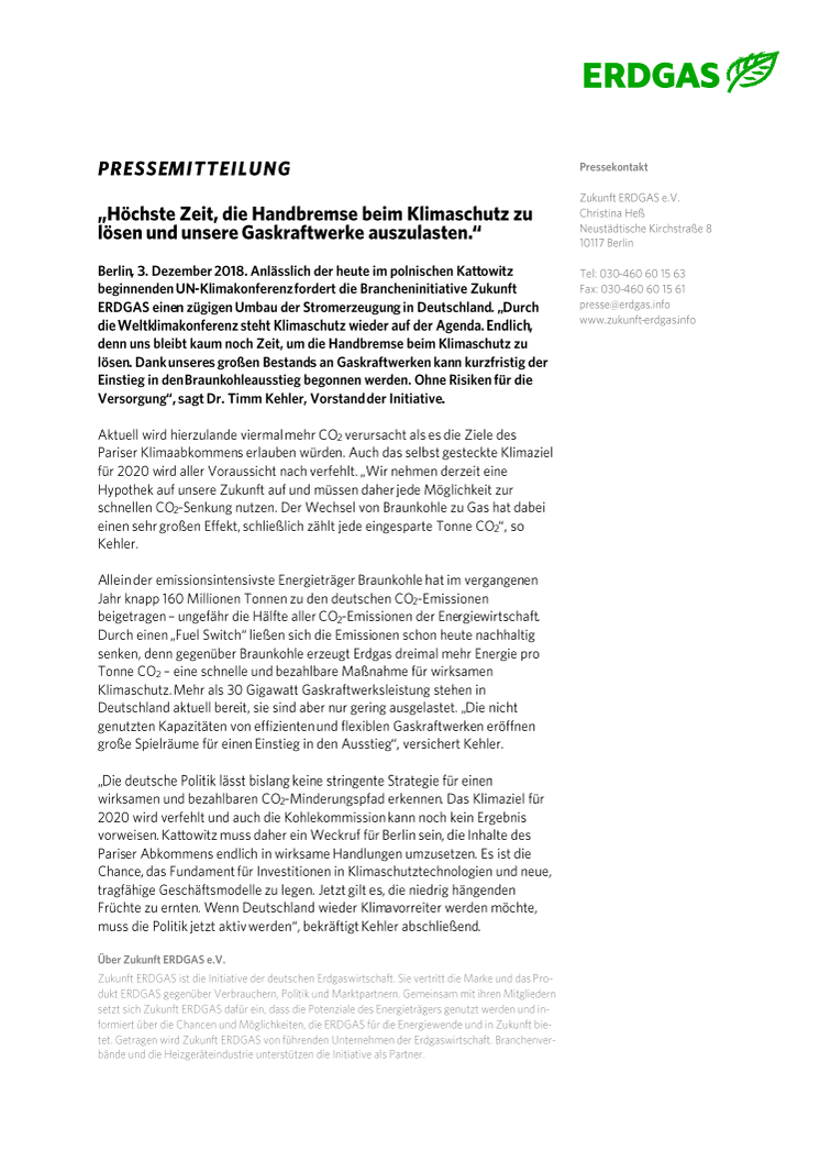 „Höchste Zeit, die Handbremse beim Klimaschutz zu lösen und unsere Gaskraftwerke auszulasten.“